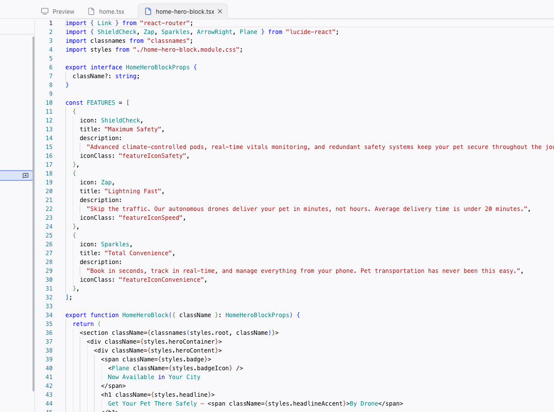 A code file open in a tab showing syntax highlighting and line numbers